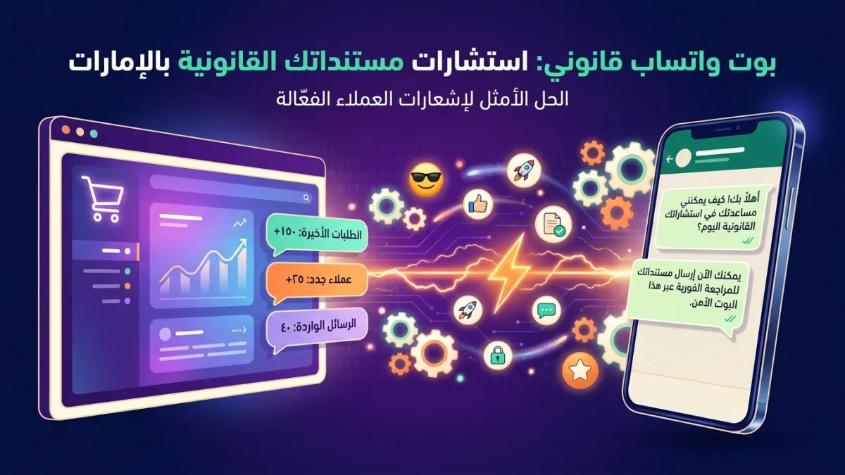 بوت واتساب قانوني: استشارات مستنداتك القانونية بالإمارات