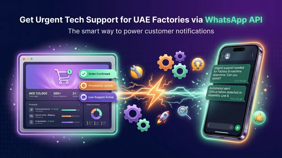 Get Urgent Tech Support for UAE Factories via WhatsApp API