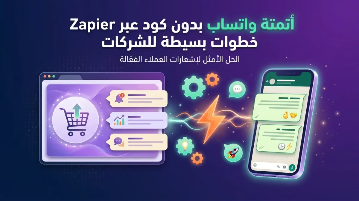 أتمتة واتساب بدون كود عبر Zapier خطوات بسيطة للشركات
