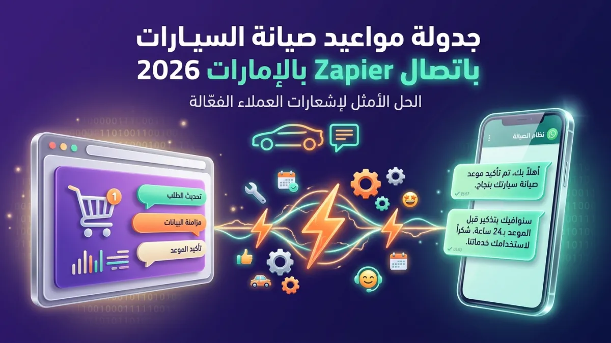 جدولة مواعيد صيانة السيارات باتصال Zapier بالإمارات 2026