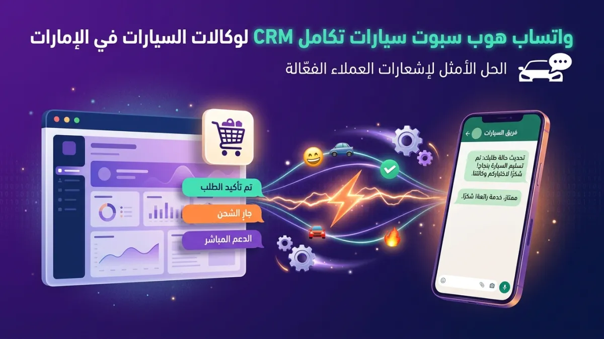 واتساب هوب سبوت سيارات تكامل CRM لوكالات السيارات في الإمارات