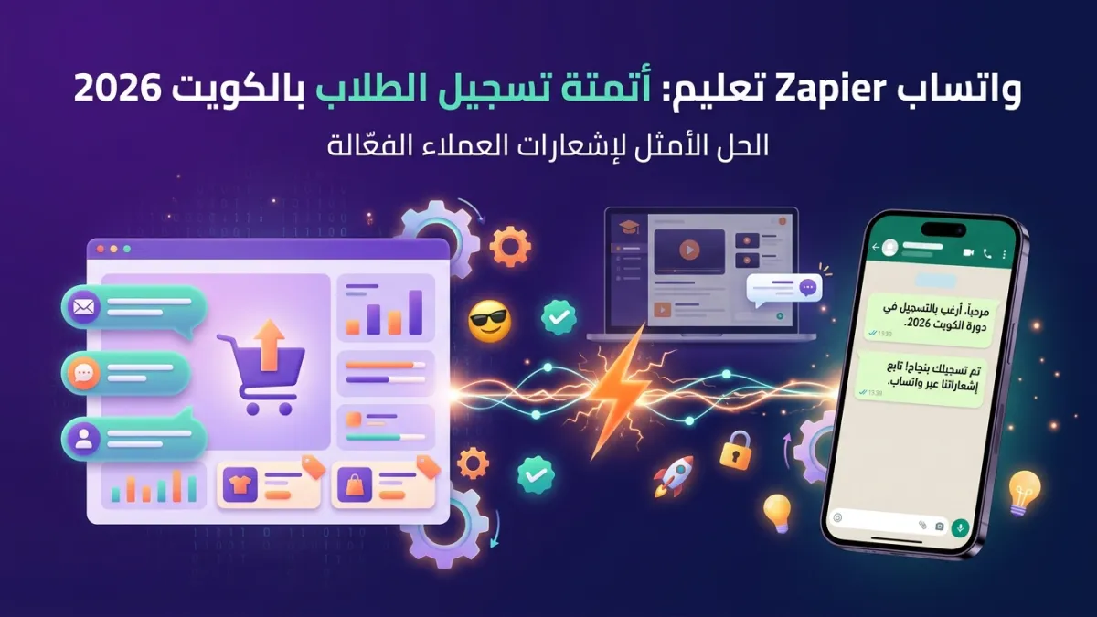واتساب Zapier تعليم: أتمتة تسجيل الطلاب بالكويت 2026