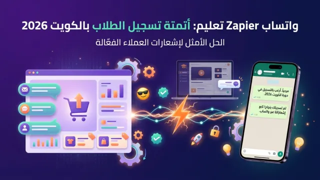 واتساب Zapier تعليم: أتمتة تسجيل الطلاب بالكويت 2026