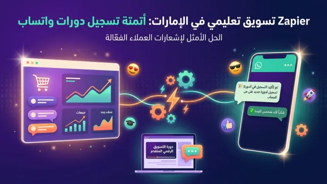 Zapier تسويق تعليمي في الإمارات: أتمتة تسجيل دورات واتساب