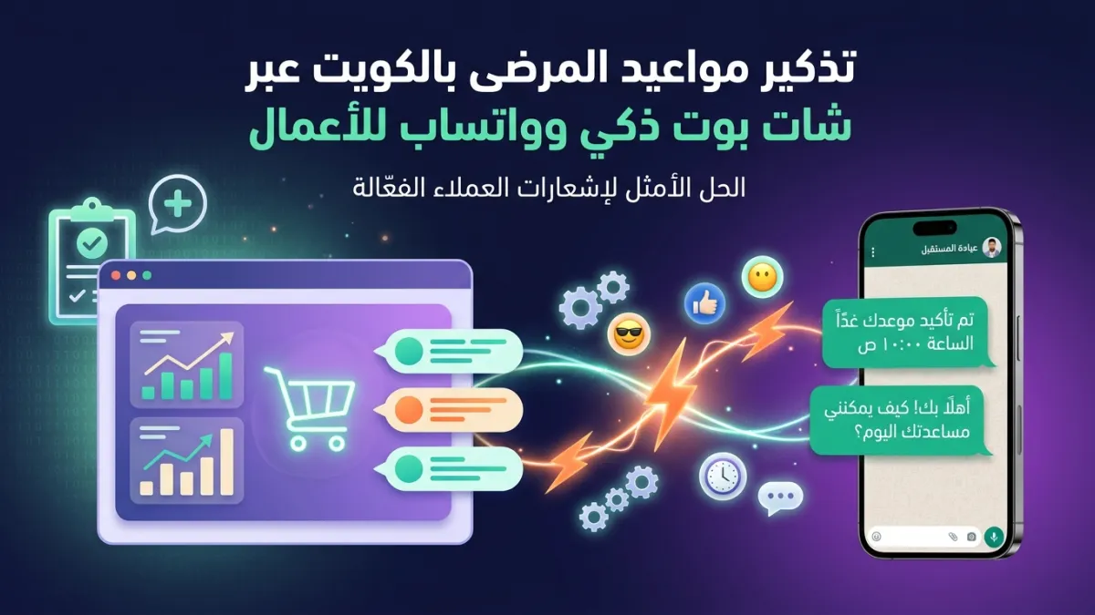 تذكير مواعيد المرضى بالكويت عبر شات بوت ذكي وواتساب للأعمال