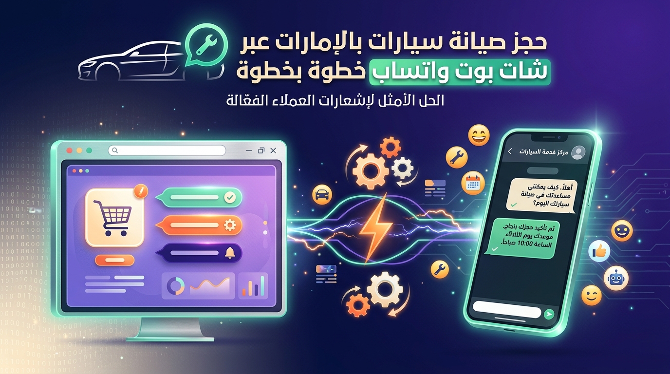 حجز صيانة سيارات بالإمارات عبر شات بوت واتساب خطوة بخطوة
